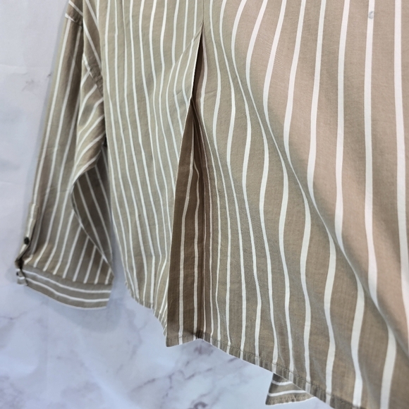 Everlane Shirt Womens Small Brown Button Up Woven Pajama Silky Cotton Crop PJ - Picture 11 of 13